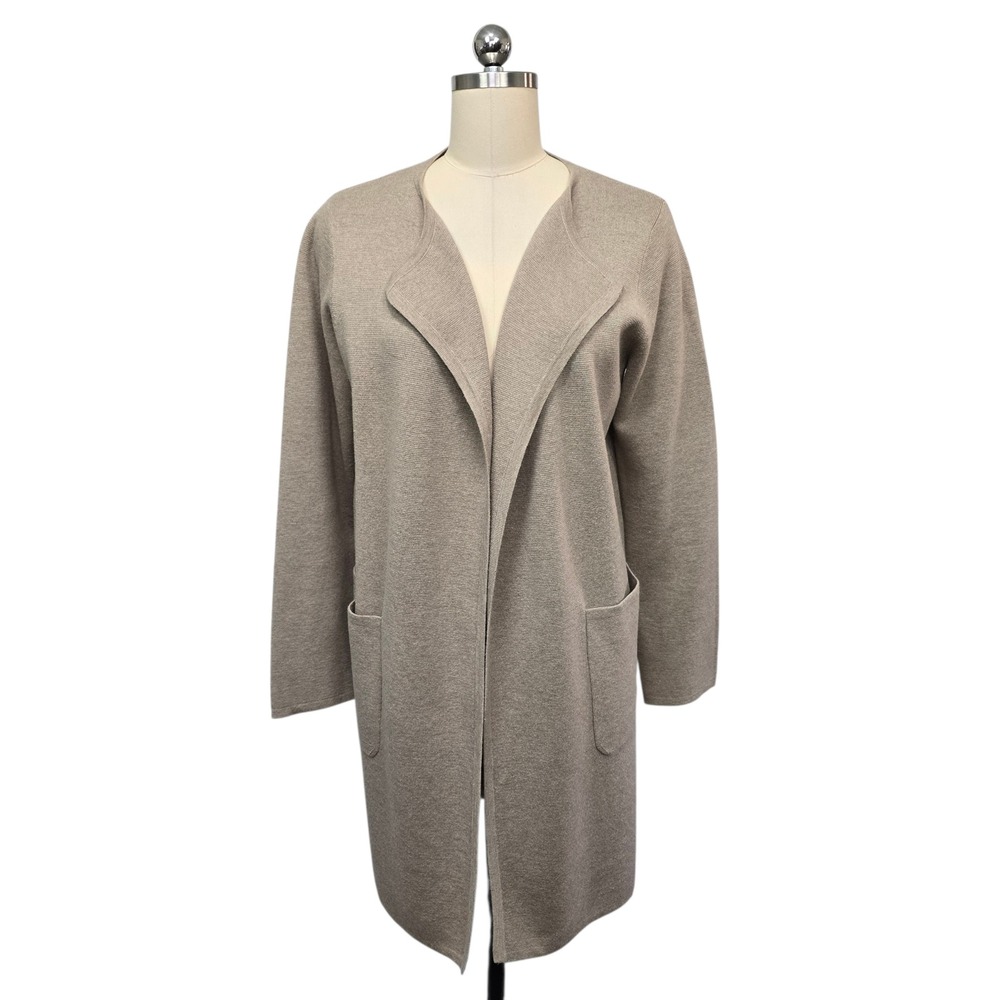 J. Crew Open Front Cardigan Sweater Beige‎ Knit Long Sleeve Pockets Size Small